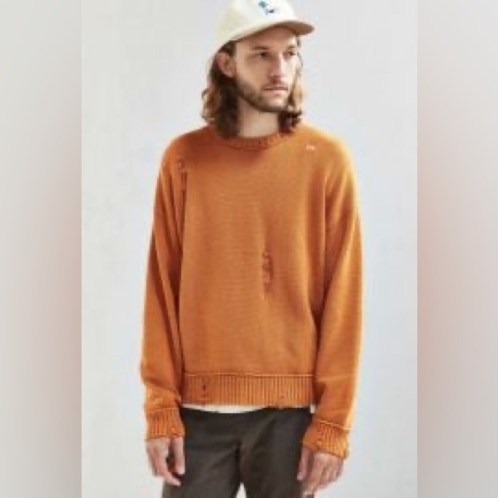 Urban Outfitters Unisex Burnt Orange Distressed Sweater Size M